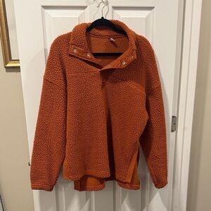 Cozy Orange Sherpa pullover